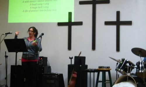 Barbara sharing the word at Potters Place Vancouver